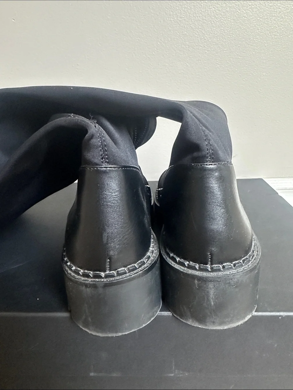 Zara Black Over-the-Knee Stretch Sock Boots